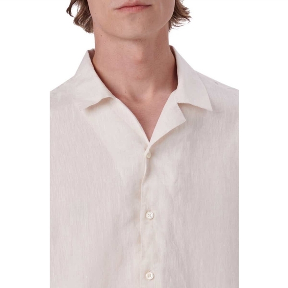 BUGATCHI Shaped Fit Short Sleeve Linen Button-Up Camp Shirt Size M - Picture 6 of 16